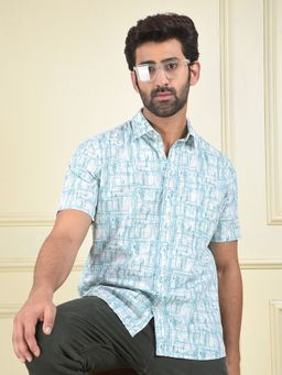 CRIMSOUNE CLUB - Men Green Printed Casual Shirt