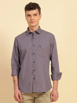 Cantabil - Men Purple Breathable and Soft with Color Fastness Regular Fit Casual Shirt