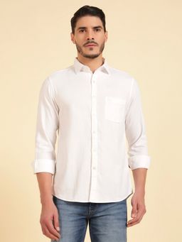 Cantabil - Men White Breathable and Soft with Color Fastness Regular Fit Casual Shirt