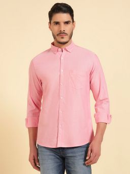 Cantabil - Men Pink Breathable and Soft with Color Fastness Regular Fit Casual Shirt