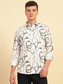 Cantabil - Men Off White Breathable and Soft with Color Fastness Regular Fit Casual Shirt