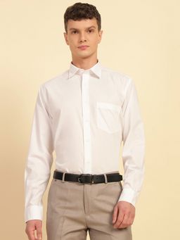 Cantabil - Men White Breathable and Soft with Color Fastness Regular Fit Shirt
