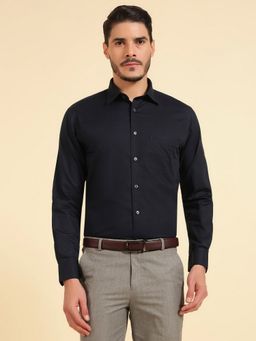 Cantabil - Men Navy Blue Breathable and Soft with Color Fastness Regular Fit Shirt