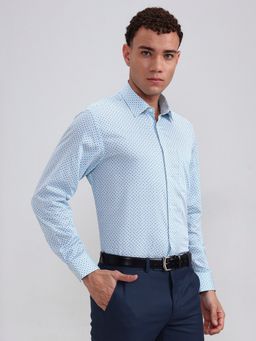 JadeBlue - Men White Satin Printed Regular Fit Formal Shirt