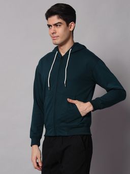 Obaan - Men Winter Wear Green Solid Hoodie