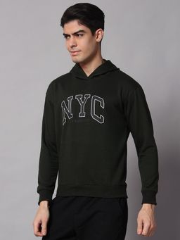 Obaan - Men Winter Wear Black Typography Hoodies