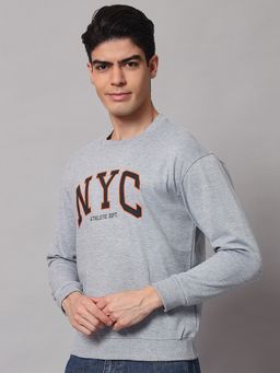 Obaan - Men Winter Wear Grey Typography Sweatshirt