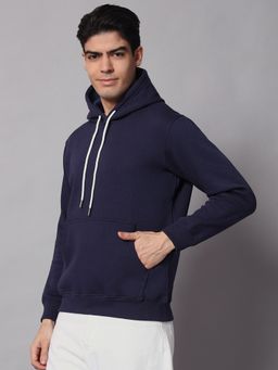 Obaan - Men Winter Wear Blue Solid Hoodie