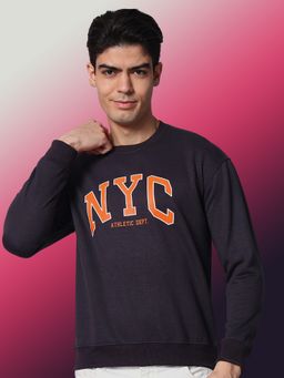 Obaan - Men Winter Wear Charcoal Typography Sweatshirt