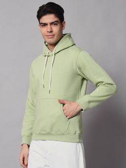 Obaan - Men Winter Wear Green Solid Hoodie