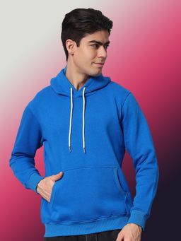 Obaan - Men Winter Wear Blue Solid Hoodie