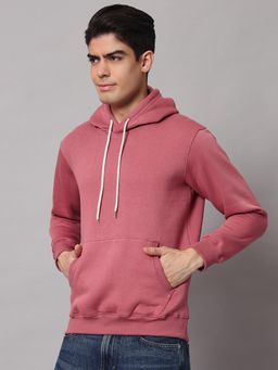 Obaan - Men Winter Wear Pink Solid Hoodie