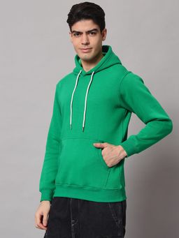Obaan - Men Winter Wear Green Solid Hoodie