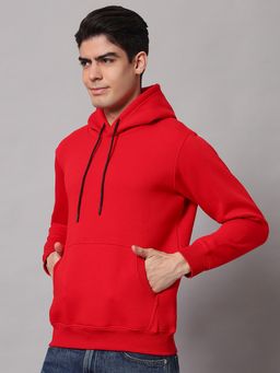 Obaan - Men Winter Wear Red Solid Hoodie