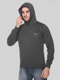 Obaan - Men Winter Wear Charcoal Solid Hoodie