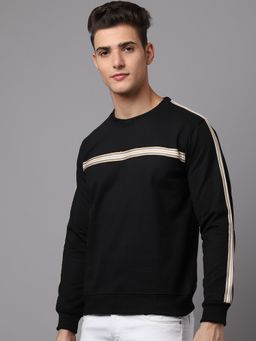 Obaan - Men Winter Wear Black Stripes Round Neck Sweatshirt