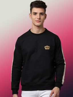 Obaan - Men Winter Wear Black Solid Round Neck Sweatshirt