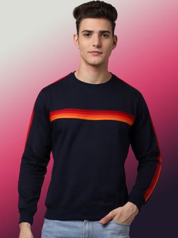 Obaan - Men Winter Wear Black Stripes Sweatshirt