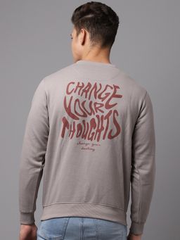 Obaan - Men Winter Wear Grey Printed Sweatshirt