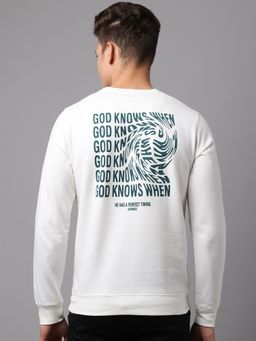 Obaan - Men Winter Wear White Printed Sweatshirt