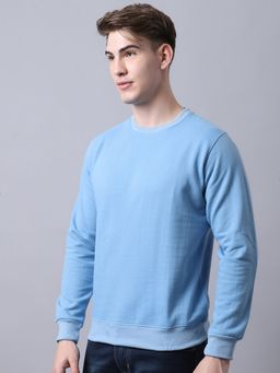 Obaan - Men Winter Wear Blue Solid Round Neck Sweatshirt
