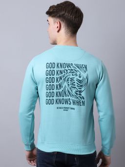 Obaan - Men Winter Wear Turquoise Printed Sweatshirt