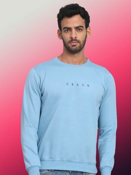 Obaan - Men Winter Wear Blue Solid Sweatshirt