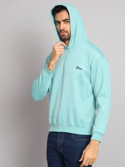 Obaan - Men Winter Wear Blue Solid Hoodie