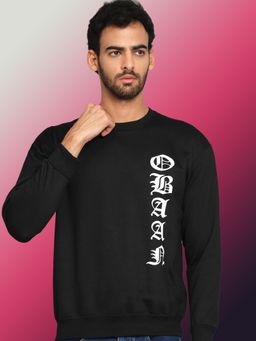 Obaan - Men Winter Wear Black Printed Full Sleeve Sweatshirt