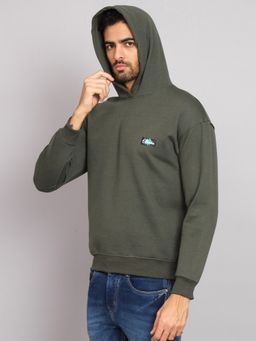 Obaan - Men Winter Wear Olive Solid Hoodie