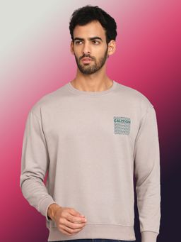 Obaan - Men Winter Wear Beige Printed Sweatshirt