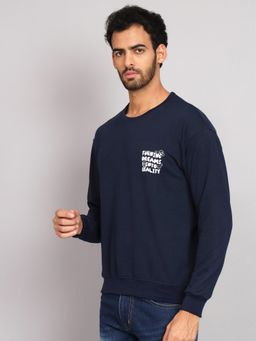 Obaan - Men Winter Wear Navy Blue Printed Sweatshirt