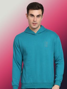 Obaan - Men Winter Wear Blue Solid Hoodie