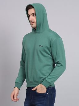 Obaan - Men Winter Wear Green Solid Hoodie