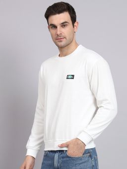 Obaan - Men Winter Wear White Solid Sweatshirt