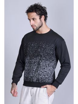 Obaan - Men Winter Wear Black Printed Round Neck Sweatshirt