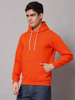 Obaan - Men Winter Wear Orange Solid Hoodie