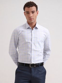 JadeBlue - Men Blue Pure Cotton Checked Regular Fit Formal Shirt