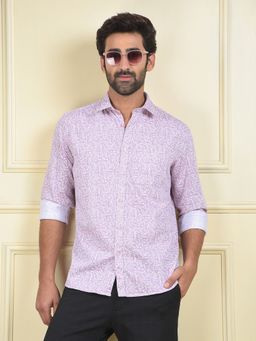 CRIMSOUNE CLUB - Men Purple Printed Pure Cotton Casual Shirt