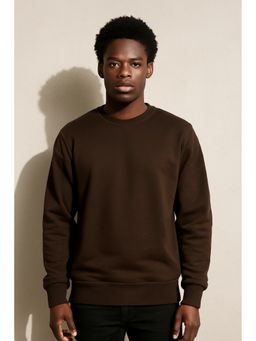 Parcel Yard - Men Soft Crewneck Brown Outdoor Athletic Long Sleeve Sweatshirt