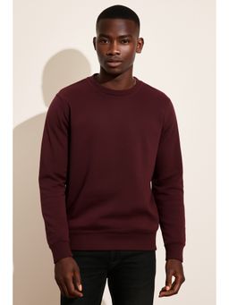 Parcel Yard - Men Soft Crewneck Maroon Outdoor Athletic Long Sleeve Sweatshirt