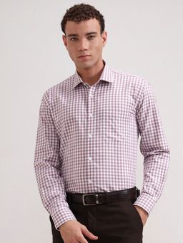 JadeBlue - White Men Pure Cotton Checked Regular Fit Formal Shirt