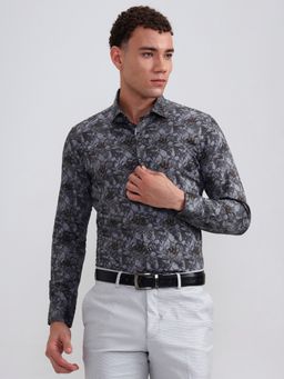 Wyre - Men Grey Pure Cotton Printed Slim Fit Party Wear Shirt