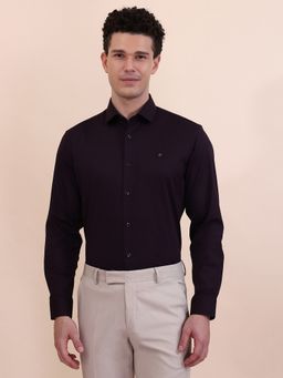 Greenfibre - Men Purple Blended Solid Slim Fit Formal Shirt