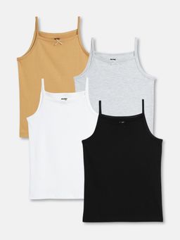 mackly - Soft Stretchable & Lightweight Girls Cotton Camisoles (Pack of 4)