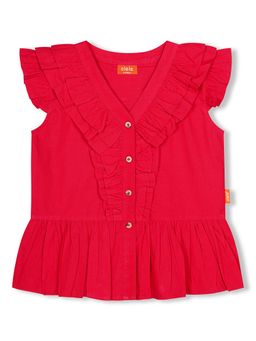 Olele - Red Victoria Ruffle Cotton Sleeveless Top