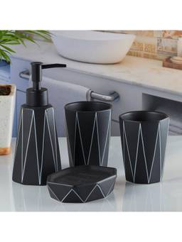 Kookee - Bathroom Set of 4 with Soap Dispenser & Toothbrush Holder Black