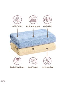 Haus & Kinder - 100% Cotton Allure Zero Twist Bath Towel- Beige, Dusty Blue (Pack of 2)