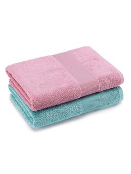 Haus & Kinder - 100% Cotton Harmony Combed Bath Towel- Cameo Pink, Coastal Blue (Pack of 2)