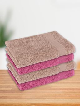 Haus & Kinder - 100% Cotton Harmony Combed Hand Towel- Almond, Mulberry (Pack of 4)